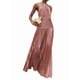 thumbnail image 2 of Vestido Plisado Elegante Sin Mangas con Cuello Halter, Abertura y Lazo Metálico de Lujo para Mujer Rosa XL, 2 of 8