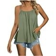 thumbnail image 3 of Women's Casual Solid Color Adjustable Shoulder Strap Sling Sleeveless Loose Fit T-Shirt Blouse Top for Summer | CSEONE,Green L, 3 of 9