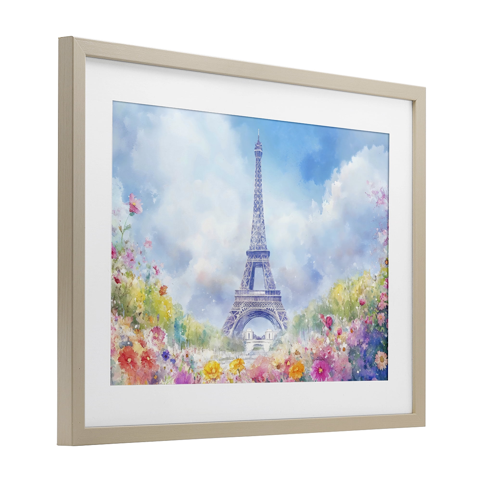 Stupell Industries Rainbow Spring at Eiffel Tower Birch Framed Print Under Glass, design by Creative Studio