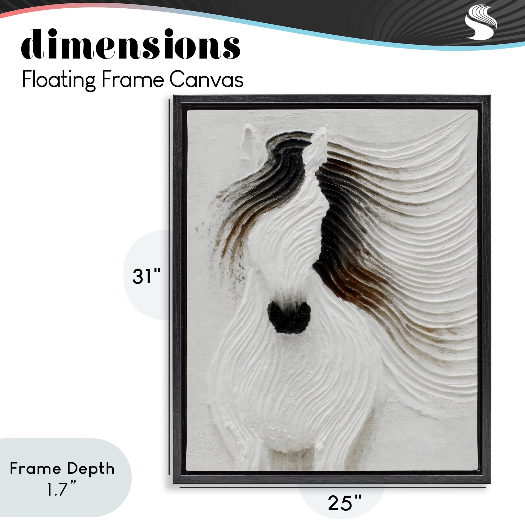 Stupell Industries Grooved Horse in Flowing Motion Black Framed Floater Canvas Wall Art, design by Ink Drop Loft