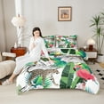 thumbnail image 4 of Manfei Flamingo Leopard Parrot 3-Piece Full Size Comforter Sets,Flower Leaves Bedding Comforter Set,Floral Animal Lightweight Bedding Sets,Luxury Teenager Bedroom Decor,Reversible, 4 of 8