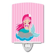 Caroline's Treasures BB8832CNL Beach Mermaid Pink Hair #3 Ceramic Night Light, 6x4x3", multicolor