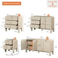 thumbnail image 3 of 5 Pcs Dresser and Nightstand Sets for Bedroom，Night Stand Set of 2, Mid-Century Modern Bedroom Set with Curved Profile Design, Wooden Storage Cabinet Set, 3 of 17