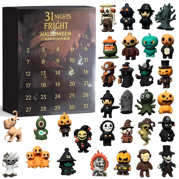 ZHMUYAOJY 31-Day Halloween Advent Calendar 2026 – Spooky Countdown Box with Mini Figurines, Creepy Doll Charms & Haunted Decor – Unique Gift Set for Horror Fans