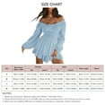 thumbnail image 6 of Jumpsuit Off Shoulder Long Sleeve Ruffle Flounce Hem Dot Print Casual Dress Romper For Women Blue S, 6 of 6