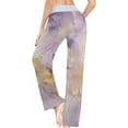 thumbnail image 5 of Women's Golden Light Purple Marble Pajama Pants, Casual Pajama Bottoms Lounge Pants Wide Leg, 5 of 7