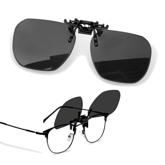 Joopin Polarized Clip on Sunglasses for Women Men Rimless Flip Up Anti-Glare Driving Glasses(Black)