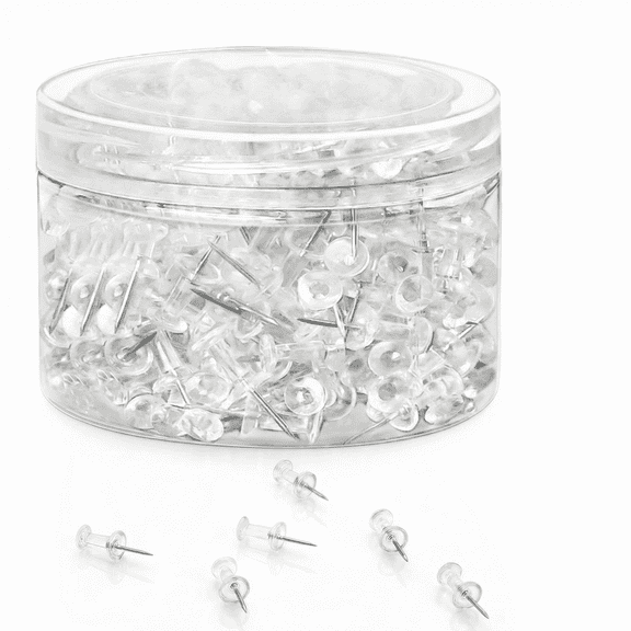 500Pcs Clear Push Pins, Thumb Tack for Wall, Clear Poster Pins for Wall Hangings, Cork Board