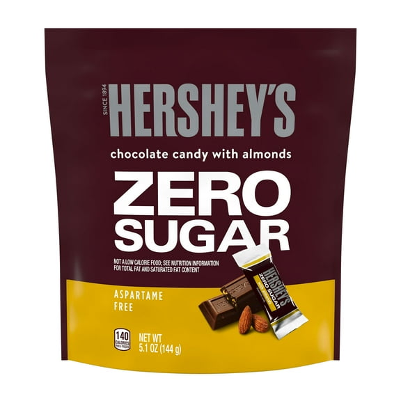 Hershey's Zero Sugar Chocolate with Almonds Candy, Bag 5.1 oz