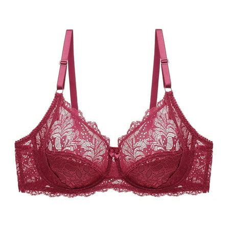 GRBOZC Women s Sexy Lace Sheer Bras Ultra Thin Breathable Push Up Bra Plus Size Wire Bras