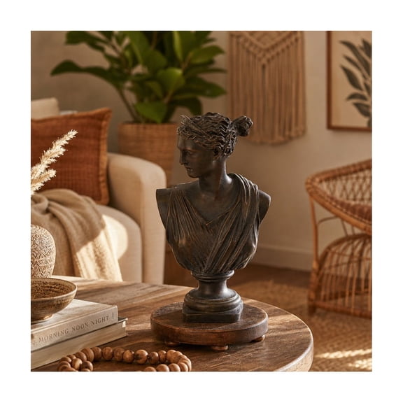 Decorative Bust Sculpture Figurine for Home and Bathroom Accent - Polyresin Statue for Office and Room - Ornament for Living Room, Shelf and Coffee Table Decor - 12", Bronze & Copper