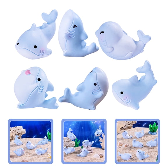Milisten 6Pcs Cute Shark Resin Ornament Ocean Resin Animals for Diy Decor Home Decor