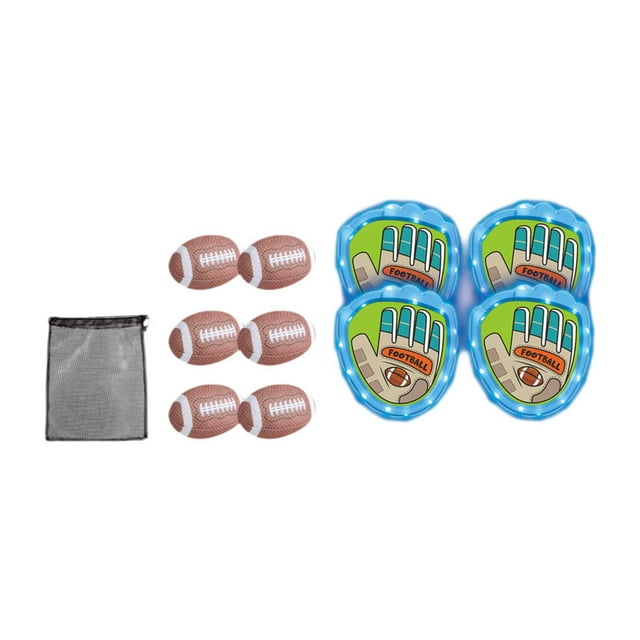 Juego de lanzar y atrapar pelotas para niños, juego de ocio para patio trasero exterior azul con rugby
