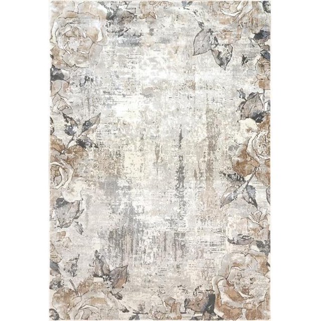 Dynamic Rugs BS286515900 2 ft. 2 in. x 7 ft. 7 in. Blossom 6515 Rectangle Transitional Area Rug - 900 Cream & Grey