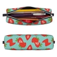 thumbnail image 2 of Haiem Hand Drawn Strawberry Print Leather Pencil Case Art Supplies Case Zipper Pencil Pouch Stationery Storage Pencil Bag, 2 of 7