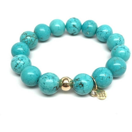 Julieta Jewelry Turquoise Magnesite Lauren 14kt Gold over Sterling Silver Stretch Bracelet