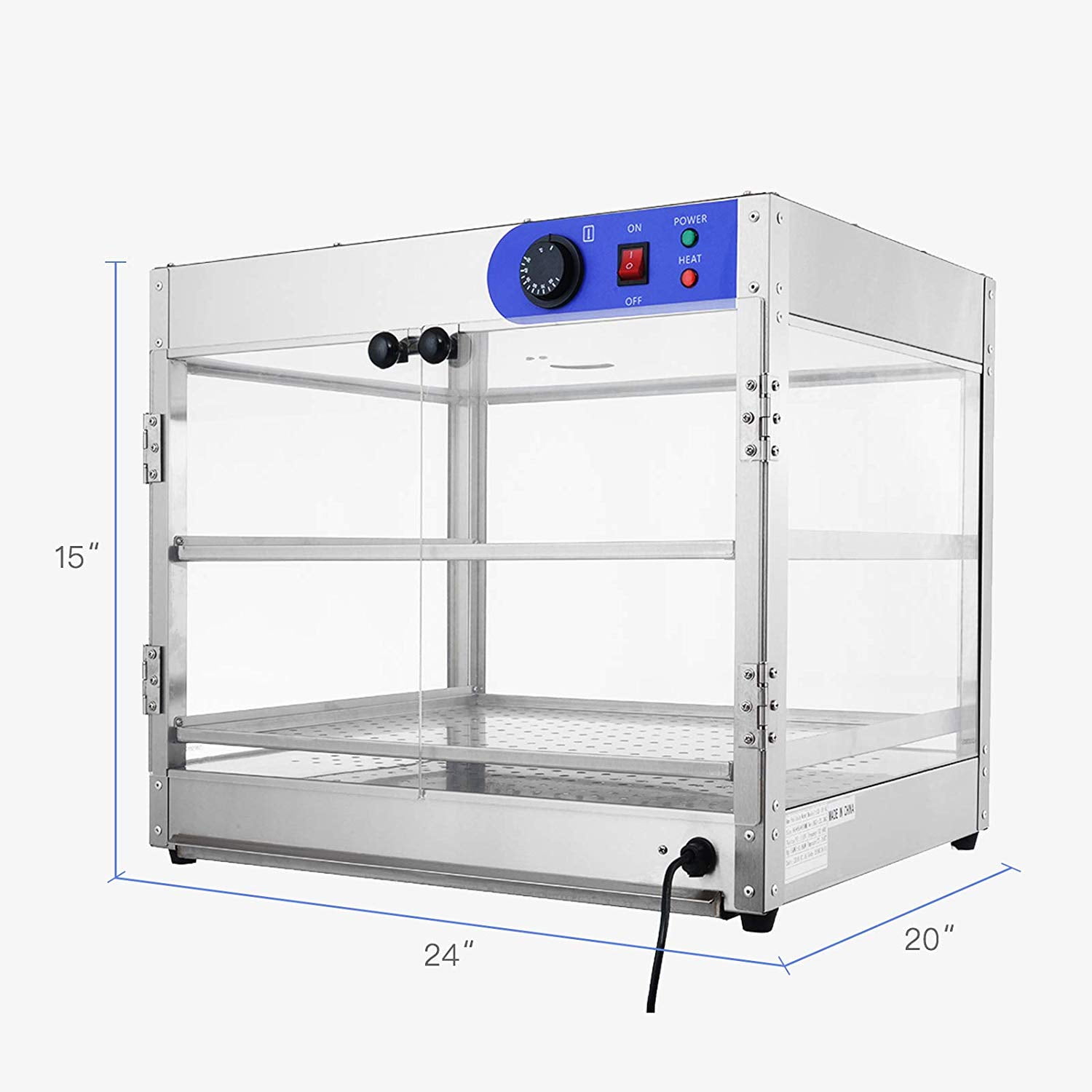 Suncoo Commercial Food Warmer Countertop Glass Cabinet Pastry Cake Empanada Storage Heated Display Case 110v 800w 2 Tire 24 L X 20 W H