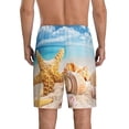 thumbnail image 3 of Bixox Men's Beach Starfish Shell printed lightweight casual shorts, soft sleep shorts with pockets., 3 of 7