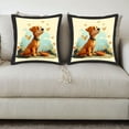 thumbnail image 3 of Set of 2 18x18in Throw Pillow Covers - Cheerful Dog Design with Butterflies & Flowers Perfect for Couch Bed or Car Decor, 3 of 8