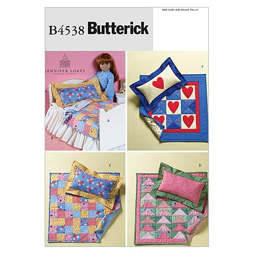 BUTTERICK PATTERNS B4538 18" Doll Bed and Mini Quilts, One Size Only