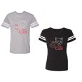 thumbnail image 1 of My Dog Cat Think I am Cool Unisex Couple Matching Cotton Jersey style T-Shirt Contrasting stripes on sleeves (Men Heather / Women Black) (Men S / Women S), 1 of 3