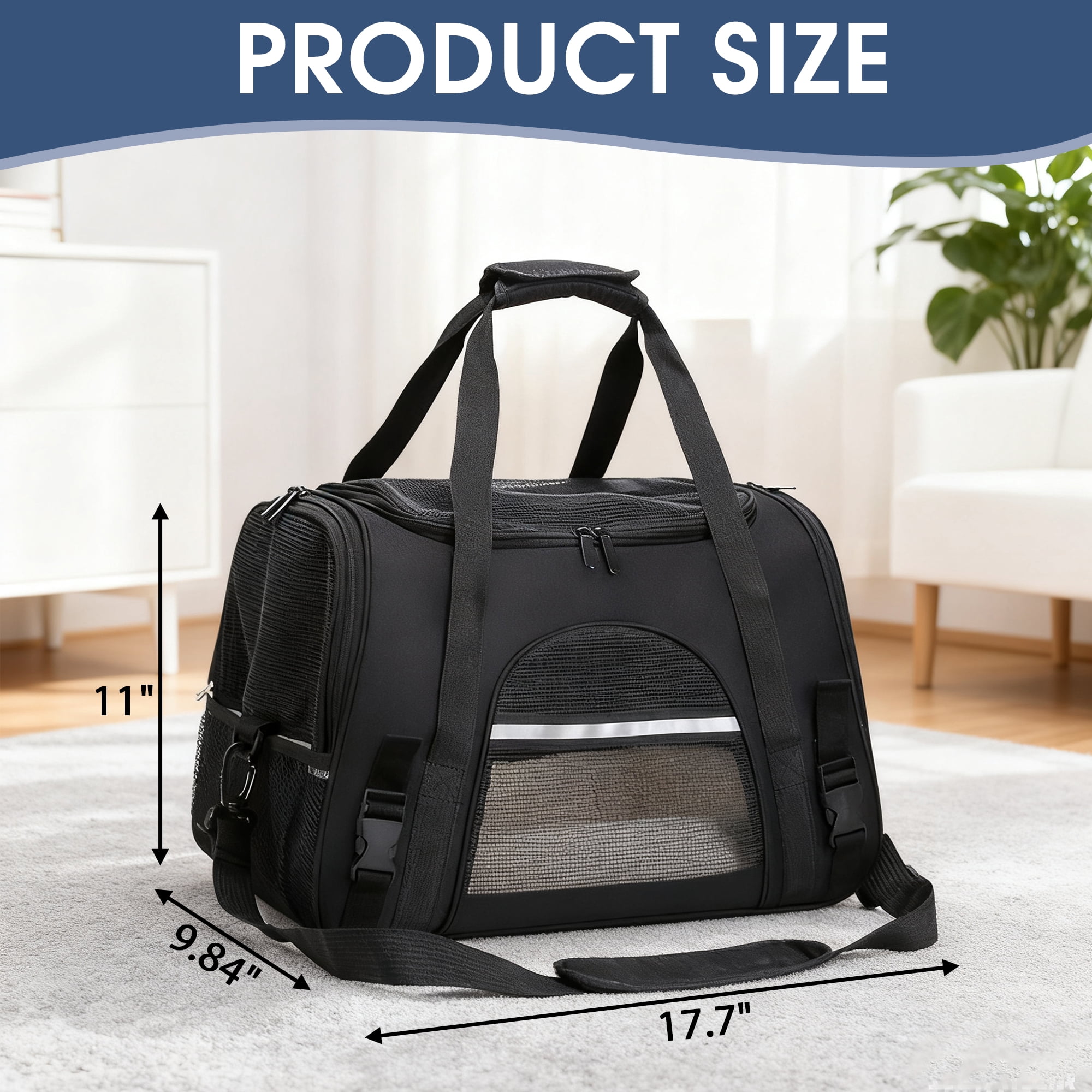 Pet Carrier, Cat Carrier, Cat Cage, Portable Pet Carriers Travel Bag, Folding Pet Cage with Removable Washable Soft Mat