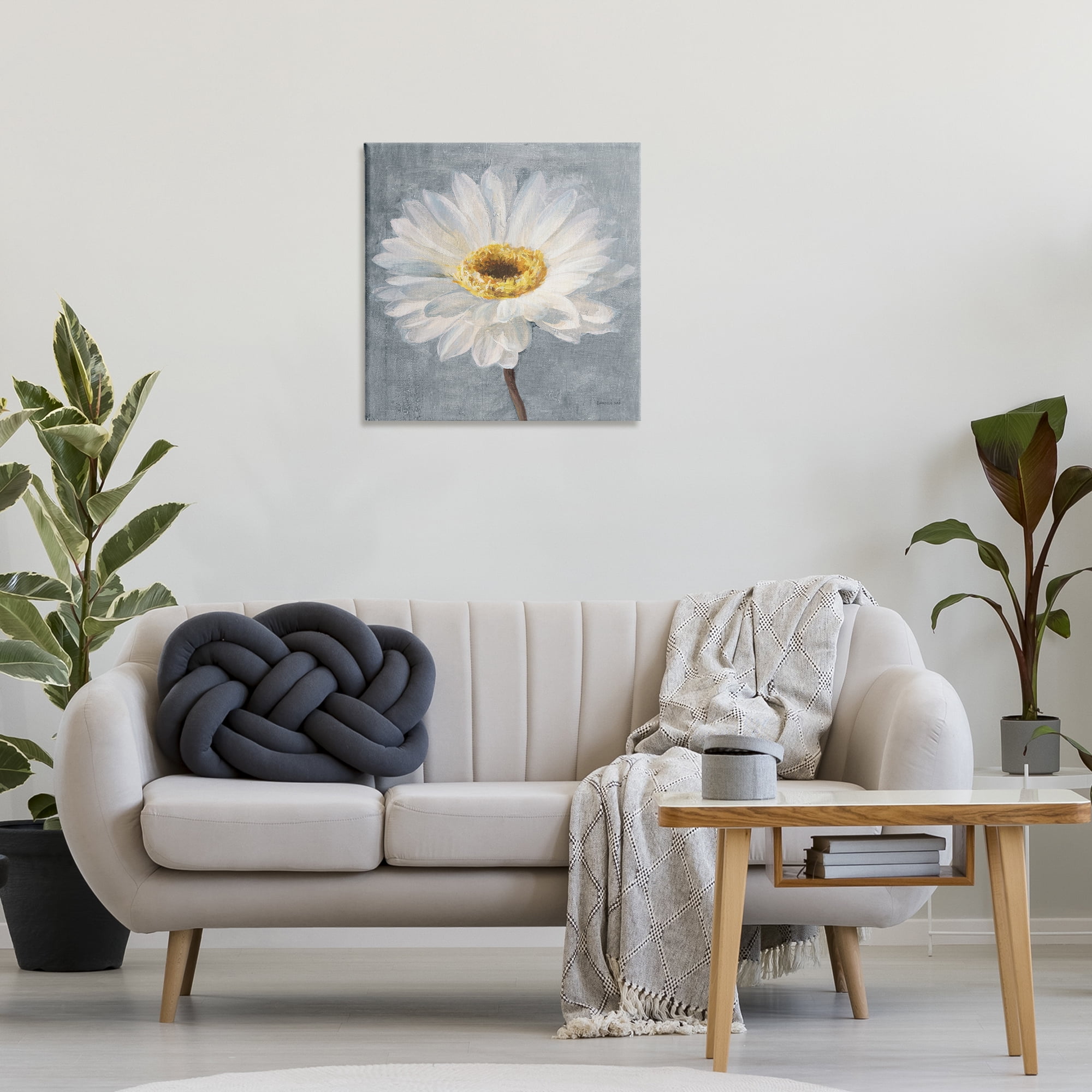 Stupell Industries Paris Blossom on Grey Plants & Flowers Painting Wrapped Canvas Art Print Wall Art, 24 x 24