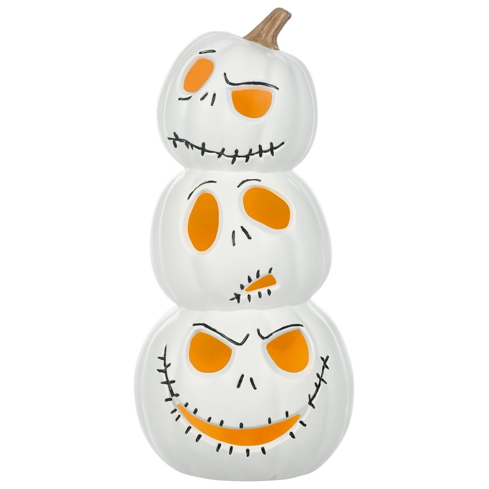 The Nightmare Before Christmas Jack Skellington Light Up White Pumpkin
