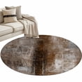 thumbnail image 2 of Brown Round Area Rug 3.3 FT, Non Slip Small Entryway Kitchen Mat, Retro Oil Painting Modern Abstract Art Aesthetics Washable Soft Circular Rug Non-Shedding Door Mat for Bathroom Playroom Kids Room, 2 of 9