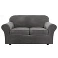 thumbnail image 3 of Stretch Velvet Plush Sofa Covers Couch Armchair Slipcover Protector with Cushion Covers, Grey, For 3-Seater Sofa, 3 of 14