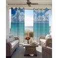thumbnail image 4 of Blackout Curtains for Bedroom, Ocean Blue Room Darkening Window Drapes for Living Room, Beach Nature Coast Sea Shore Sky Seawater Thermal Insulated Grommet Curtains, 52x45 inch, 2 Panels, 4 of 9