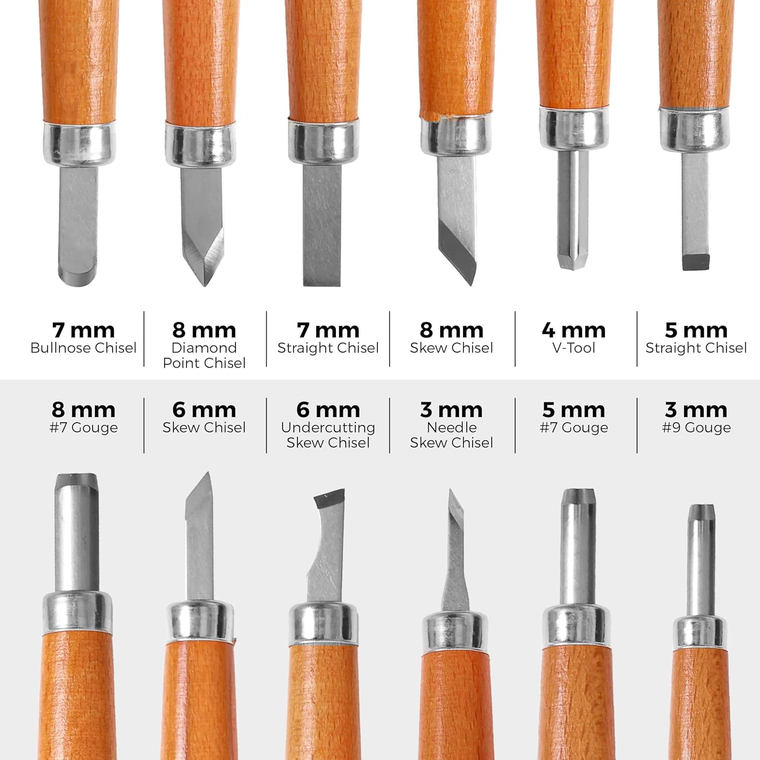 Schaaf Tools Wood Carving Kit, 15-Piece Set with Wood Carving Knives and Mini Chisels for DIY Woodworking and Craft Projects, Small Size