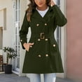 thumbnail image 5 of Trench Coat for Women Mid-length Hooded Double Breasted Dressy Casual Pea Coat Belted Fall Jacket with Pockets (XL, Green), 5 of 7