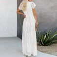 thumbnail image 6 of Bigersell Ladies Summer Dresses Women's V Neck Short Sleeve Floral Lace Wedding Dress Bridesmaid Cocktail Party Maxi Dress Plus Size Dresses for Female Women Shirt Dress Dresses, Style 36204, White M, 6 of 9