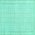 thumbnail image 1 of Ahgly Company Machine Washable Indoor Square Abstract Turquoise Blue Contemporary Area Rugs, 7' Square, 1 of 4