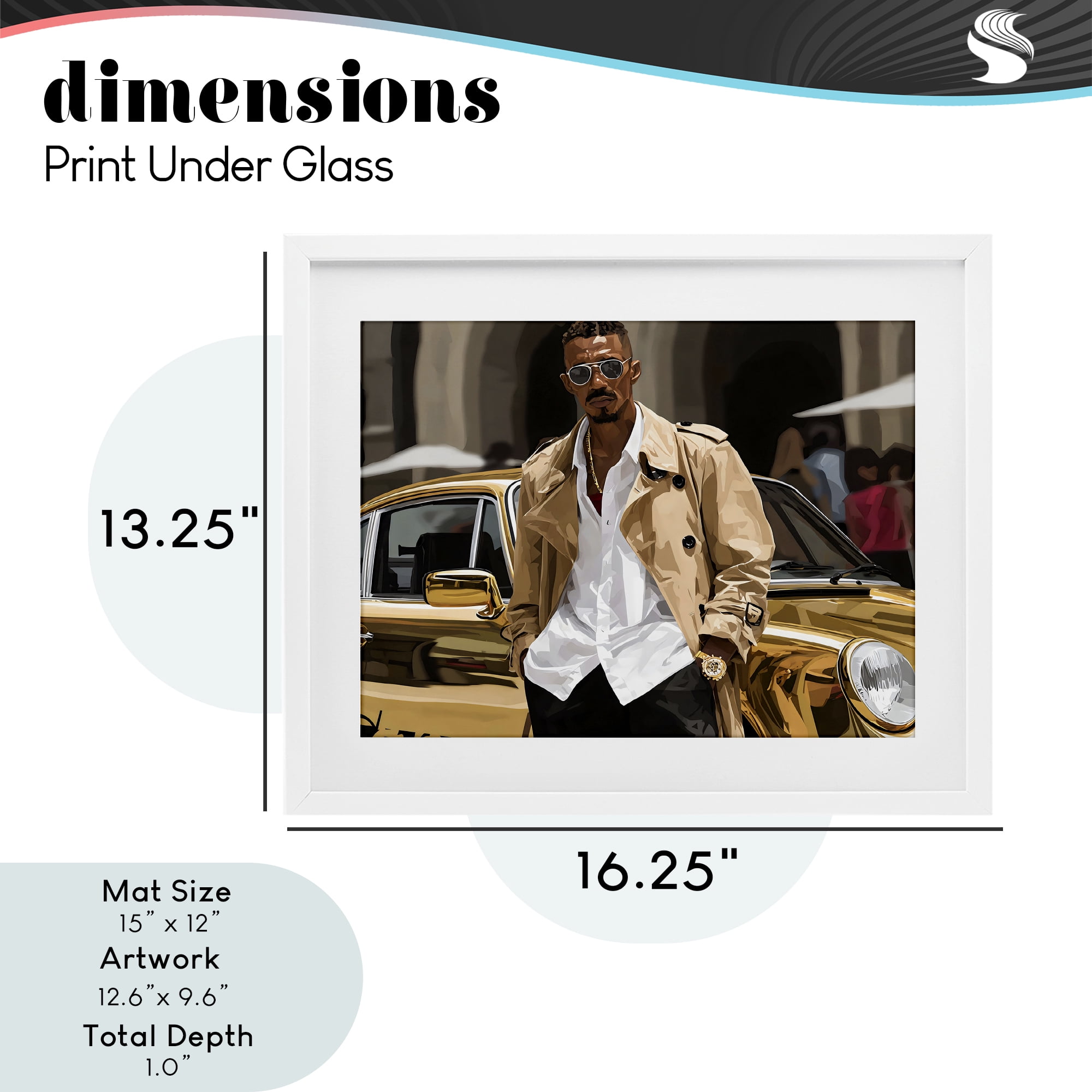 Stupell Industries Classy Gilded Sportscar & Driver White Framed Print Under Glass, design by Franklyn Gregory