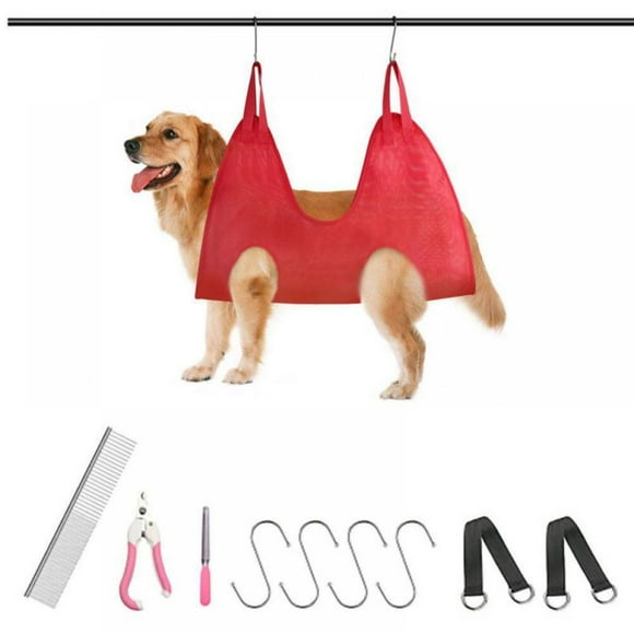 Upgraded S-L Pet Grooming Hammock Harness for Cats & Dogs  Pet Stuff Helper with Nail Clippers/Trimmer  Pet Comb  Nail File for Bathing  Ear & Eye Care