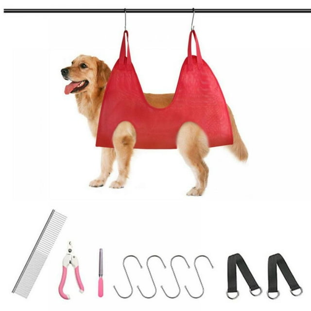 Upgraded S-L Pet Grooming Hammock Harness for Cats & Dogs Pet Stuff Helper with Nail Clippers/Trimmer Pet Comb Nail File for Bathing Ear & Eye Care
