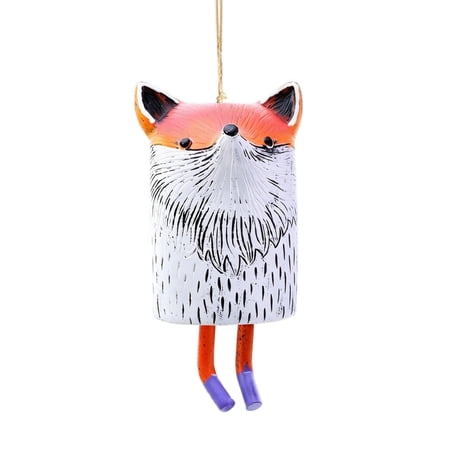 Hand Carved Rustic Wildlife Wind Bell Hand Painted Resin Fox Sheep Bear Wind Chime Boho Waterproof Hanging Ornament for Garden Balcony Backyard