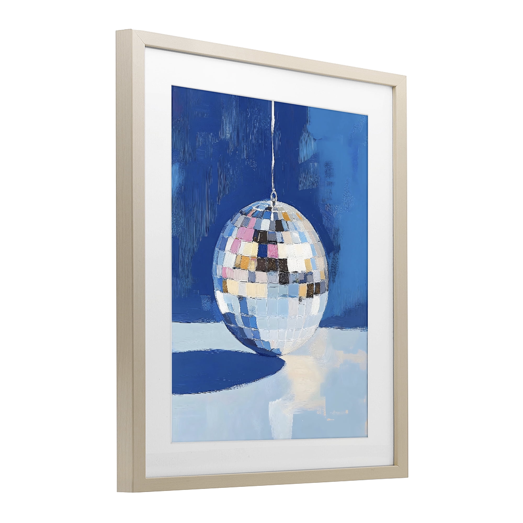 Stupell Industries Silver Dance Disco Ball Birch Framed Print Under Glass, design by The Prints Vibe