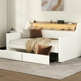 thumbnail image 2 of White Twin Daybed With Drawer Compartments, Led Lights, Charging Station & Solid Frame Storage Drawers, In Elegant, 2 of 7