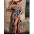thumbnail image 3 of Fashionable new one-shoulder ruffled printed dress, 3 of 6