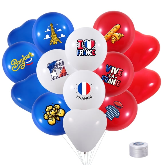 Htabiol France Balloons, 96 Pcs, French Party Decorations, Latex