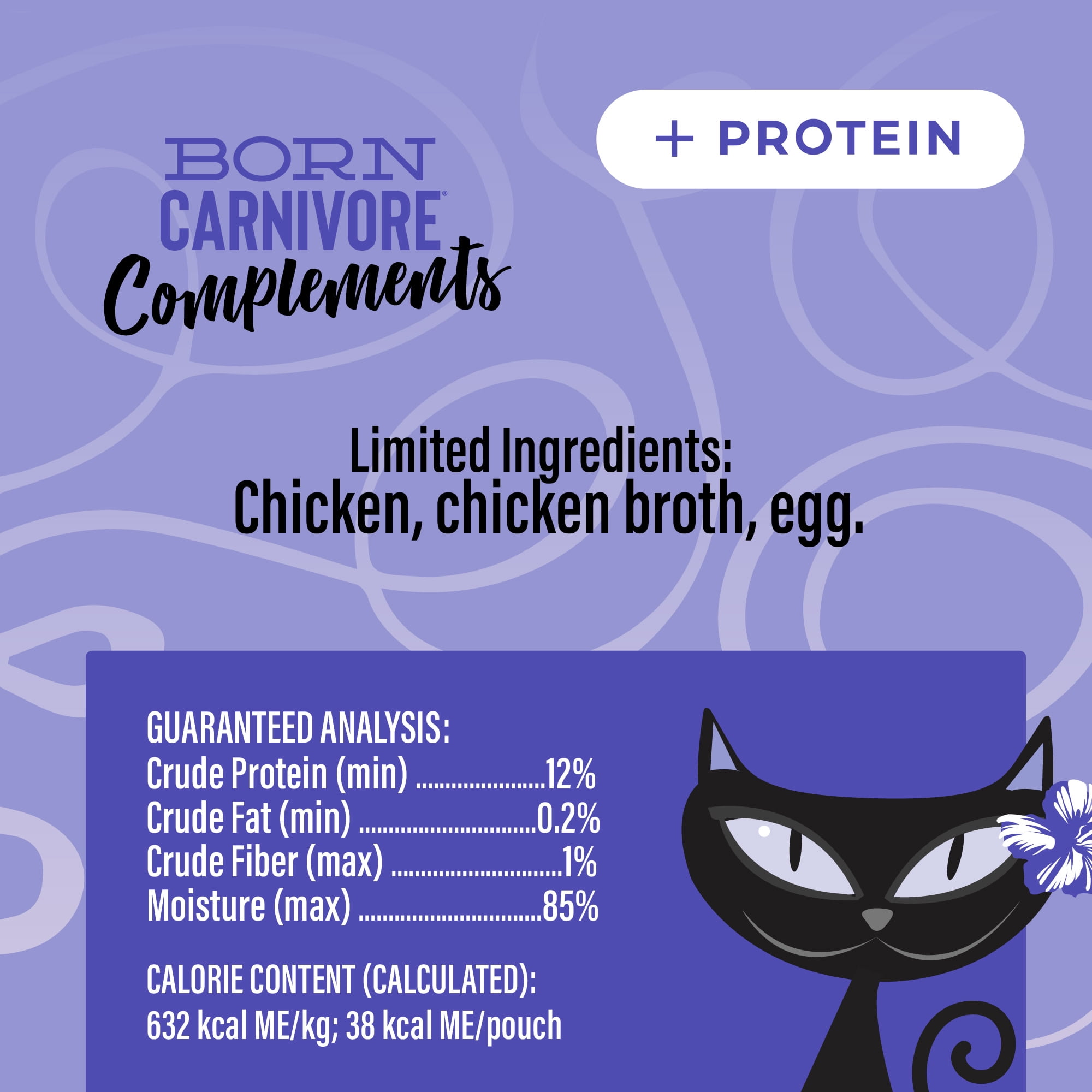 (12 pack) Tiki Cat Born Carnivore Complements Wet Cat Food Topper, Chicken & Egg 2.1 oz. Pouch