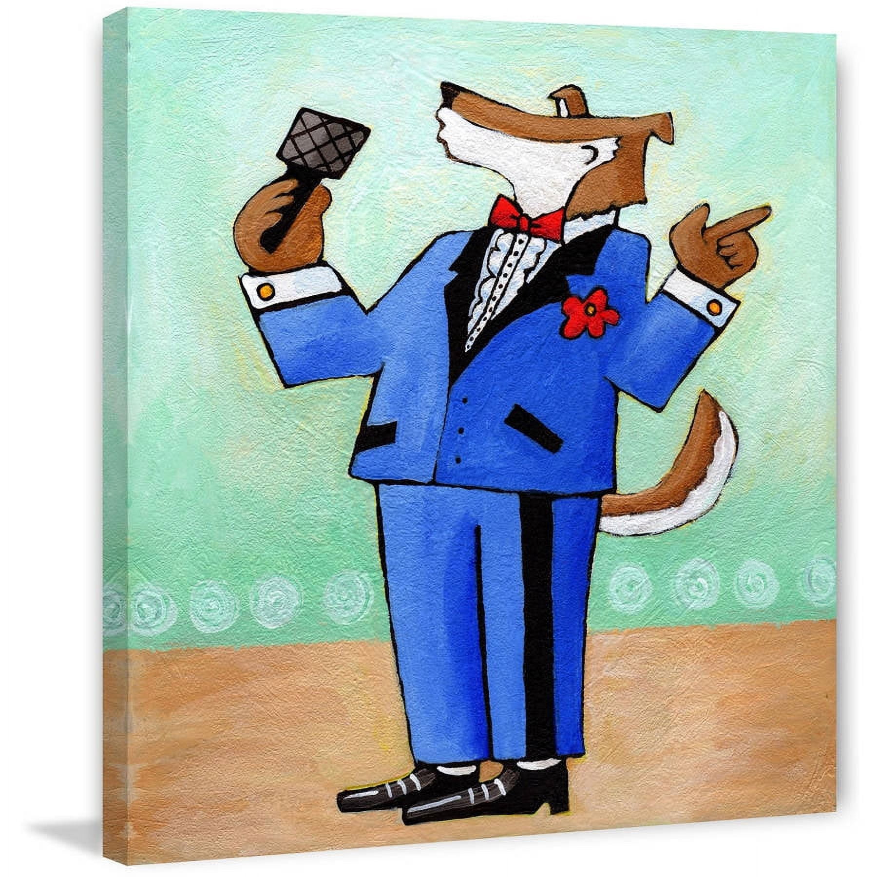 Marmont Hill "Give a Dog a Microphone" by Janet Nelson Painting Print on Wrapped Canvas