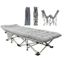 TBKLEY Folding Camping Cots for Adults, Heavy Duty Folding Bed with Carry Bag for Traveling Camp Office Use 75" x 28", Silver