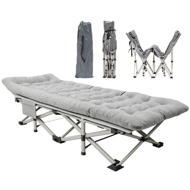 TBKLEY Folding Camping Cots for Adults, Heavy Duty Folding Bed with Carry Bag for Traveling Camp Office Use 75" x 28", Silver