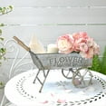 thumbnail image 4 of Vintage Metal Wheelbarrow Planter Cart, Small Flower Pot Holder for Indoor Outdoor Use, Rustic Farmhouse Garden Decor for Patio, Tabletop, Home Market Decor, 4 of 5