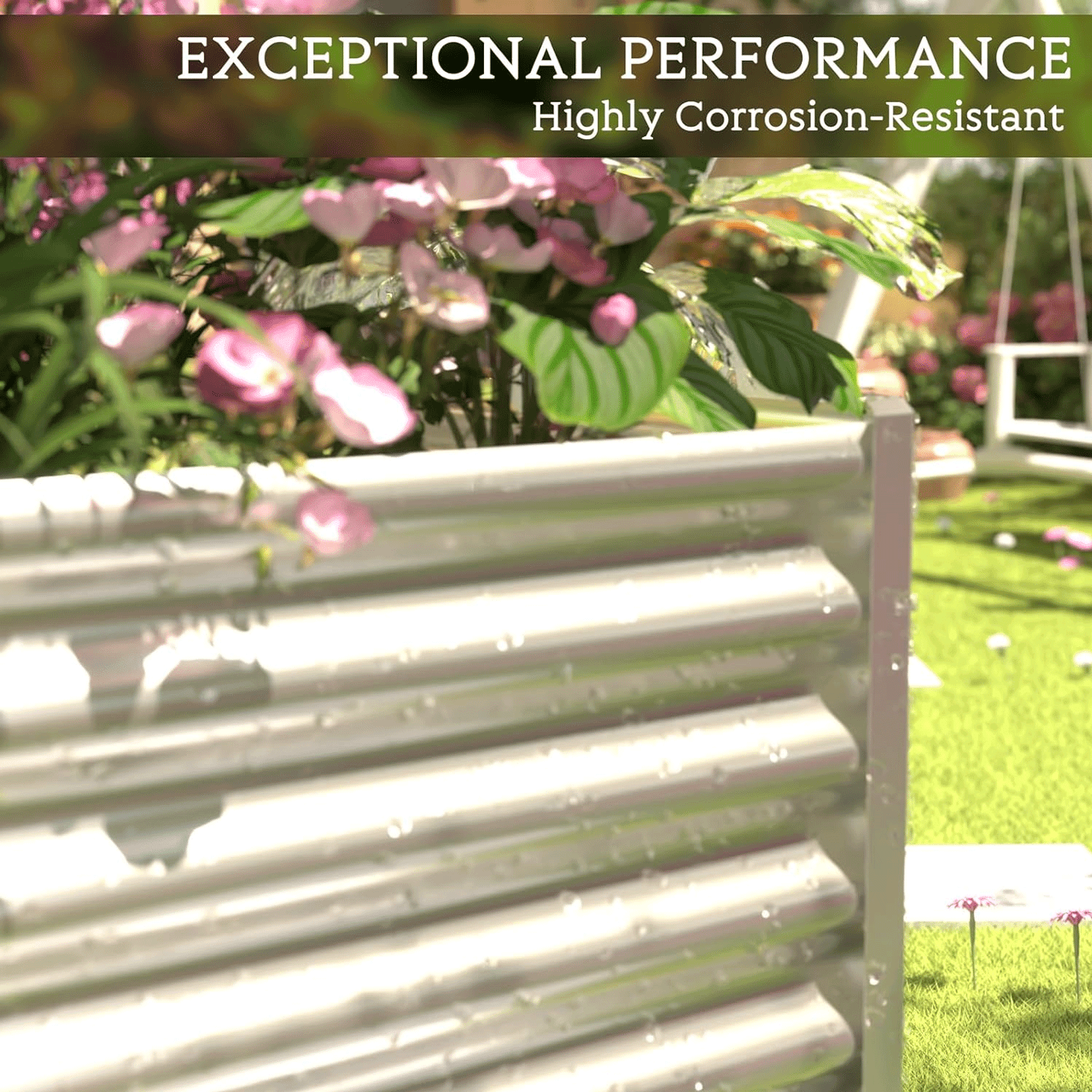 CATMANOR 3 Pack Corrugated Galvanized Steel Raised Garden Bed Outdoor, Metal Above Ground Garden Bed for Vegetables and Flowers, Rectangle Raised Beds for Gardening-4x2FT