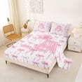thumbnail image 2 of Manfei Pink Bow Heart Full Size Sheets For Girls,3D Cartoon Letter A Initial Print Bed Sheets For Kids,4pcs, 2 of 6